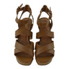 Womens Platform Sandals Strappy Buckle Accent Platform Shoes Tan