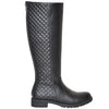 Womens Knee High Boots Quilted Panel Stitching Casual Zip Up Shoes black