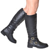 Womens Strappy Knee High Riding Boots Black