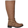 Womens Strappy Knee High Riding Boots Tan