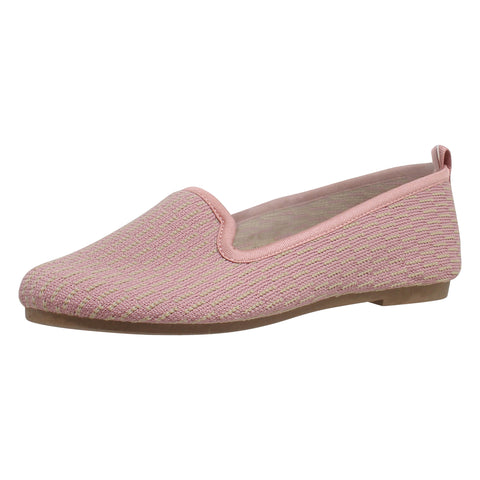 Sweater Ballet Flats Soft Rubber Sole Slip On Pink Suede