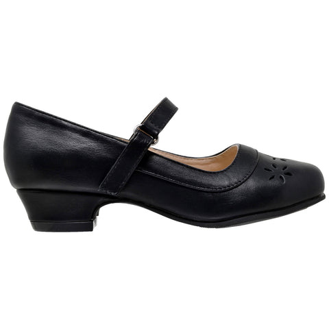 Kids Dress Shoes Mary Jane Ankle Strap Closed Toe Pumps black
