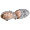 SOBEYO Kids Dress Shoes Rhinestone Bow Accent Kitten Heel Glitter Sandals Silver