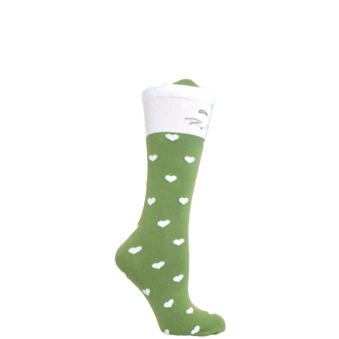 Girl's Socks Knee High Soft Cotton Cute Cat Fashion Sock Green