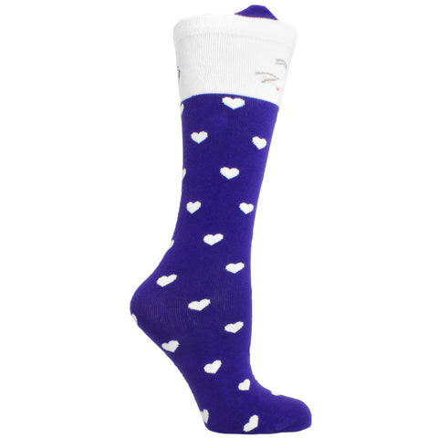 Girl's Socks Knee High Soft Cotton Cute Cat Fashion Sock Purple