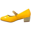 Kids Dress Shoes Rhinestone Ankle Strap Mary Jane Pumps Mustard