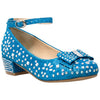 Kids Dress Shoes Girls Glitter Rhinestone Bow Accent Mary Jane Pumps Blue