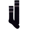 Men's Socks Solid Stripe Athletic Performance Sport Ribbed Mid Calf Crew Socks Black
