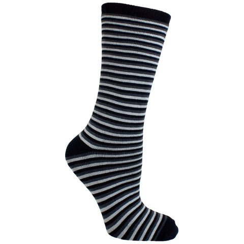 Men's Socks Athletic Performance Hosiery Thin Stripe Mid Calf Crew Socks Black