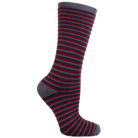 Men's Socks Athletic Performance Hosiery Thin Stripe Mid Calf Crew Socks Red