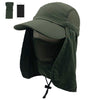 Men's Outdoor Snap Hats Fishing Hiking Boonie Hunting Brim Ear Neck Cover Sun Flap Cap Dark Grey SOBEYO