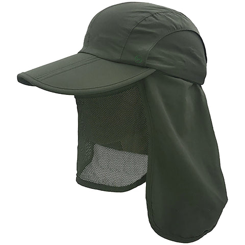 unisex Outdoor Snap Hats Fishing Hiking Boonie Hunting Brim Ear Neck Cover Sun Flap Cap Dark Grey SOBEYO