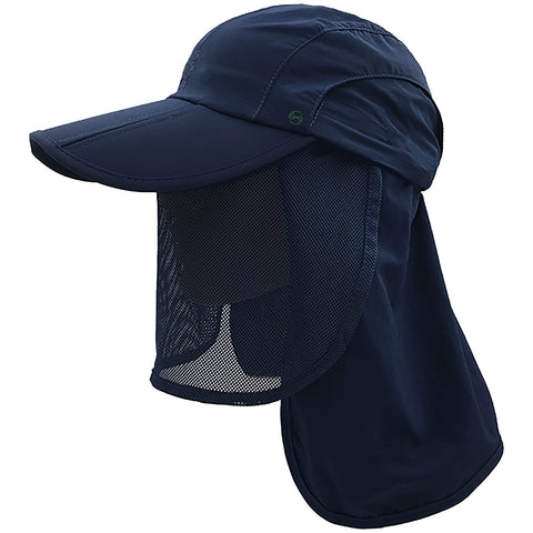 unisex Outdoor Snap Hats Fishing Hiking Boonie Hunting Brim Ear Neck Cover Sun Flap Cap Navy SOBEYO