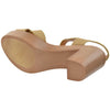 Womens Platform Sandals Open Toe Crisscross Strap Chunky Block Heel Shoes Taupe