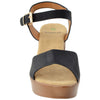 Womens Platform Sandals Ankle Strap Open Toe Chunky Block Heel Shoes Black