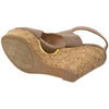 Womens Platform Sandals Slingback Peep Toe Cutout Cork Wedge Shoes Taupe