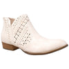 Womens Ankle Boots Western Block Heel Bootie Perforated Cutout Shoes Beige