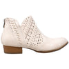 Womens Ankle Boots Western Block Heel Bootie Perforated Cutout Shoes Beige
