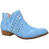 Womens Ankle Boots Western Block Heel Bootie Perforated Cutout Shoes Blue