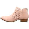 Womens Ankle Boots Western Block Heel Bootie Perforated Cutout Shoes Pink