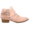 Womens Ankle Boots Western Block Heel Bootie Strappy Stud Buckle Shoes Pink