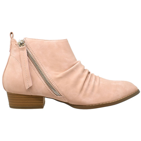 Womens Ankle Boots Western Block Heel Bootie Zipper Tassel Accent Shoes Pink
