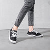 SOBEYO Women's Sneakers Canvas Lace-Up Low Top Ankle Padded Shoes Black