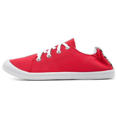 SOBEYO Women's Sneakers Canvas Lace-Up Low Top Ankle Padded Shoes Red