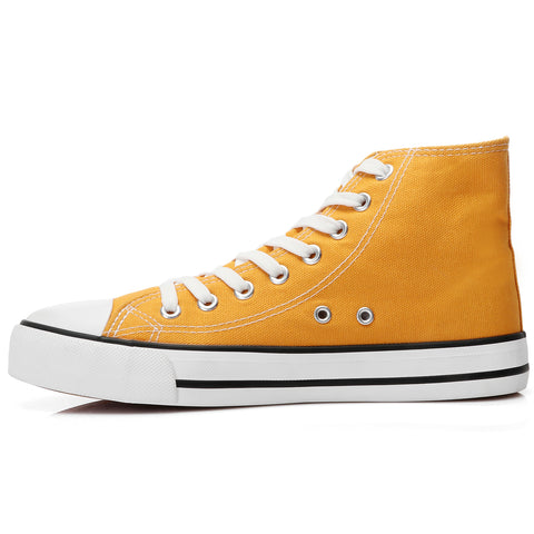 SOBEYO Women's Sneakers Canvas Lace Up High Top Casual Comfort Shoes Yellow