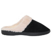 SOBEYO Women's Fuzzy Flat Slippers Two-Tone Fur-Collar Clogs Black