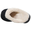 SOBEYO Women's Fuzzy Flat Slippers Two-Tone Fur-Collar Clogs Black
