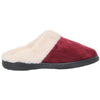 SOBEYO Women's Fuzzy Flat Slippers Two-Tone Fur-Collar Clogs Red