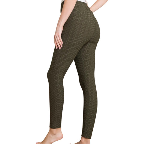 SOBEYO Womens'  Legging Bubble Stretchable Fabric Yoga Fitness Work-out sport Olive