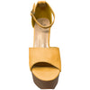 SOBEYO Women's Platform Sandals Chunky Heels Ankle Strap Yellow Nubuck