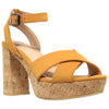 Womens Platform Sandals Ankle Strap Wrapped Cork Chunky Block Heel Shoes Yellow