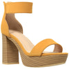 Womens Platform Sandals Open Toe Ankle Strap Chunky Block Heel Shoes Yellow