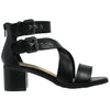 Womens Dress Sandals Strappy Buckle Accent Chunky Block Heel Shoes Black
