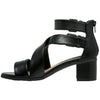 Womens Dress Sandals Strappy Buckle Accent Chunky Block Heel Shoes Black