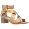 Womens Dress Sandals Strappy Buckle Accent Chunky Block Heel Shoes Tan
