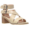 Womens Dress Sandals Strappy Buckle Accent Chunky Block Heel Shoes Taupe