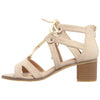 Womens Dress Sandals Lace Up Gladiator Block Heel Shoes Taupe