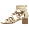 Womens Dress Sandals Strappy Buckle Accent Block Heel Gladiators Taupe