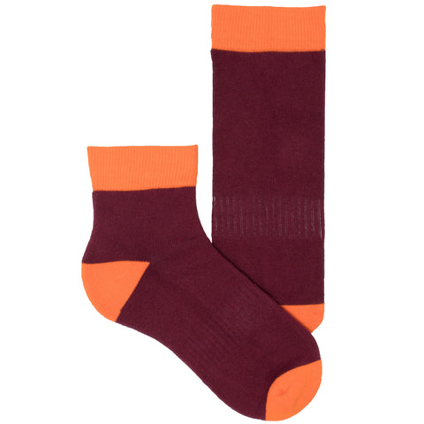 Women's Socks Quarter Ankle Performance Comfortable Colorblock Athletic Sock Burgundy