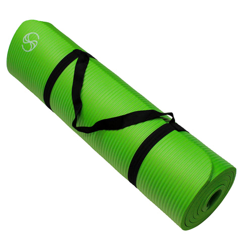 Yoga Mats 1/2-Inch Extra Thick /w Carrying Strap Green
