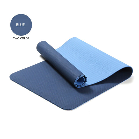 Yoga Mats Double Layers Eco Friendly TPE 1/4 inch Pro Non-Slip Workout  Pilates Floor Exercises Blue