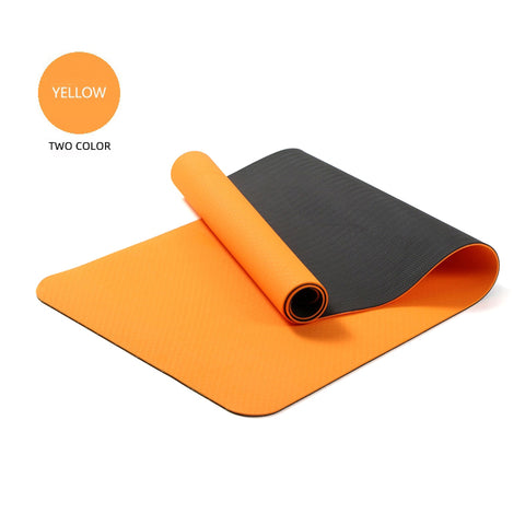 Yoga Mats Double Layers Eco Friendly TPE 1/4 inch Pro Non-Slip Workout  Pilates Floor Exercises Orange