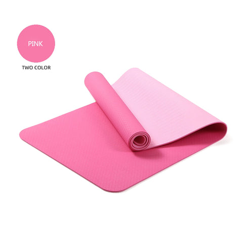 Yoga Mats Double Layers Eco Friendly TPE 1/4 inch Pro Non-Slip Workout  Pilates Floor Exercises Pink