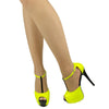 Womens Platform Sandals Patent Two Tone Peep Toe High Heel Shoes Yellow
